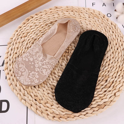 2 Pair Women Lace Slip On