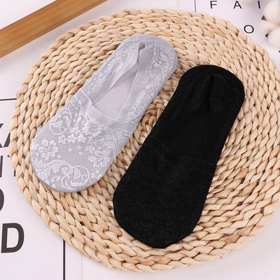 2 Pair Women Lace Slip On