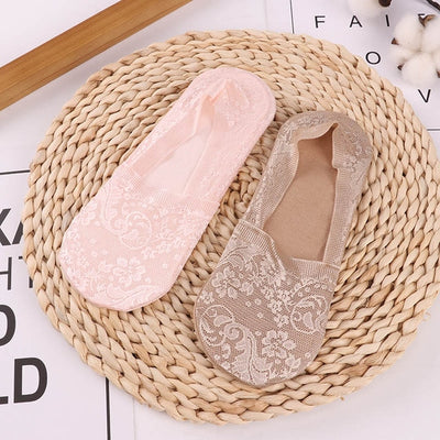 2 Pair Women Lace Slip On