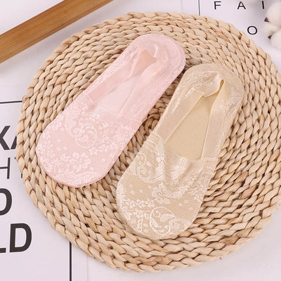 2 Pair Women Lace Slip On