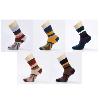 5 Pairs Colorful Combed Cotton Men's Socks