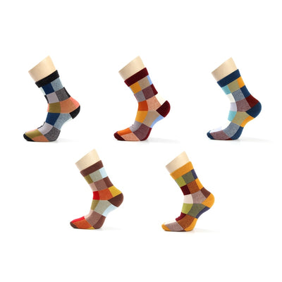 5 Pairs Colorful Combed Cotton Men's Socks