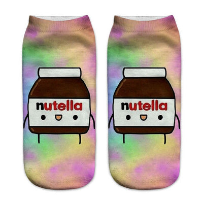 Qinye Three Women/kids funny cute 3D print white "Nutella" character socks