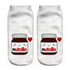 Qinye Three Women/kids funny cute 3D print white "Nutella" character socks