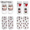 Qinye Three Women/kids funny cute 3D print white "Nutella" character socks