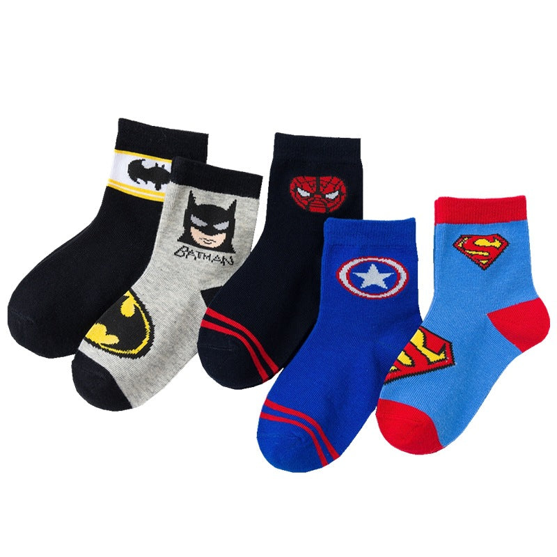 5 Pairs/Lot  Kids Super Hero Socks