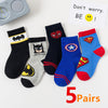 5 Pairs/Lot  Kids Super Hero Socks