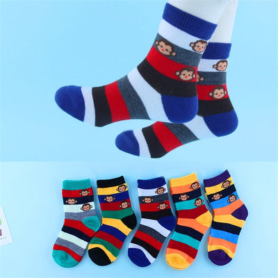 5 Pairs/lot  Boys/Girls Kids Socks Set 1-12Y