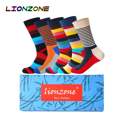 LIONZONE 5Pairs/Lot Men's Happy Socks