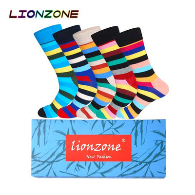 LIONZONE 5Pairs/Lot Men's Happy Socks