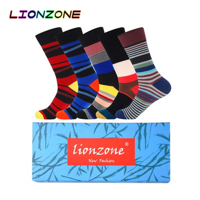 LIONZONE 5Pairs/Lot Men's Happy Socks