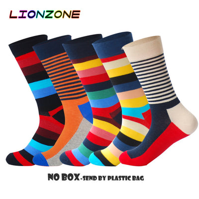 LIONZONE 5Pairs/Lot Men's Happy Socks