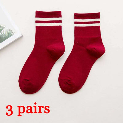 3 Pair/Lot Striped Women/Girls Socks